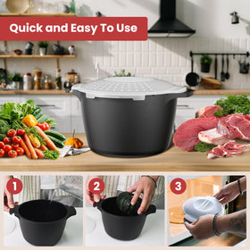 AJXX steamer with side handle for safe, easy transfer