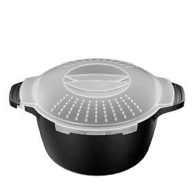 AJXX Small Microwave Steamer with 1-quart capacity for quick vegetables.