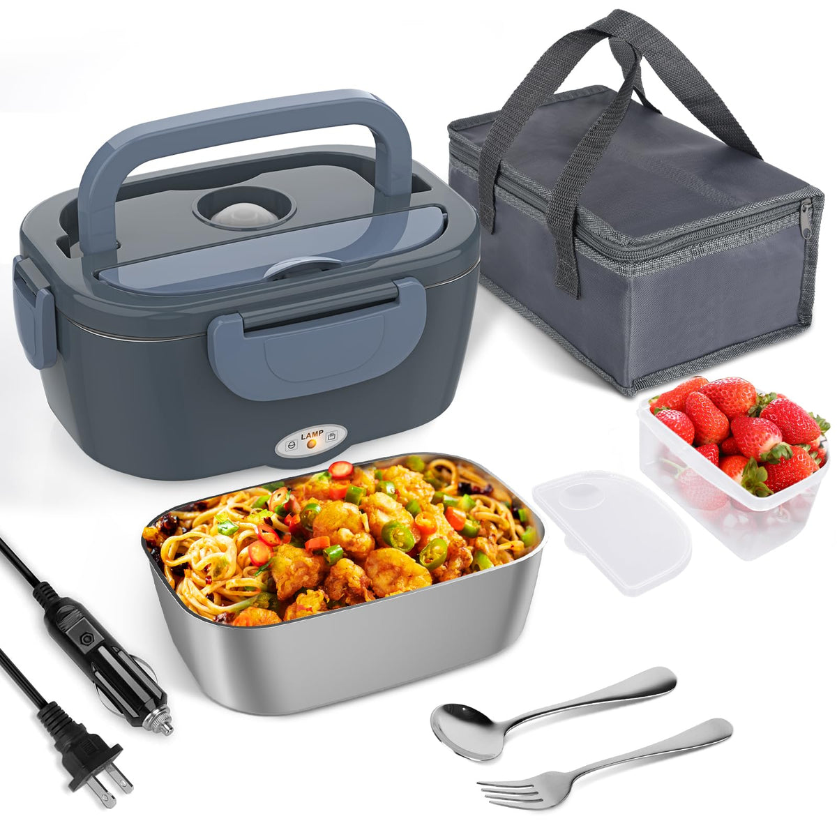 Akhia electric lunch box top view highlights compact, portable design for easy on-the-go meals.
