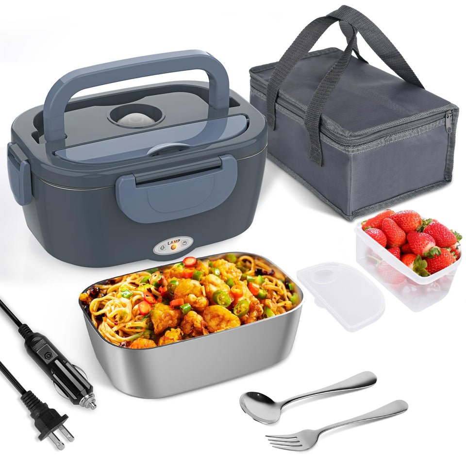 Akhia electric lunch box top view highlights compact, portable design for easy on-the-go meals.
