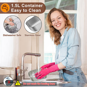 Akhia removable stainless steel container is dishwasher safe for easy cleaning.
