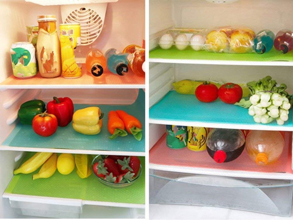 AKINLY fridge mats easy to clean and quick-dry for organized produce storage.