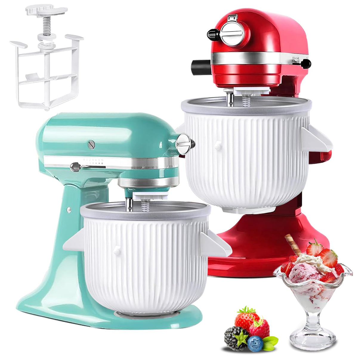 Akiosk ice cream maker attachment on KitchenAid ready to blend creamy desserts