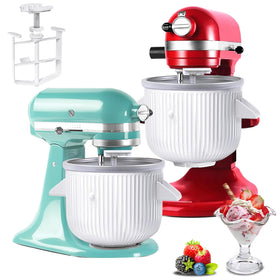 Akiosk ice cream maker attachment on KitchenAid ready to blend creamy desserts