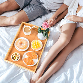 AKKAJJ bamboo serving trays in kitchen or dining for versatile use.