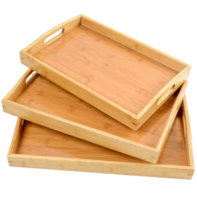 AKKAJJ bamboo serving trays medium with handles ideal for snacks.
