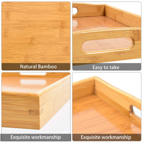 AKKAJJ bamboo tray close-up wood grain highlights natural finish.