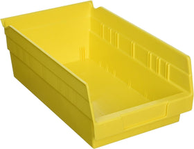 Akro-Mils 30130 shelf bin front view for spill-free access in garage storage