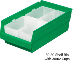 Akro-Mils 30130 fits 12, 18, or 24-inch deep shelves.