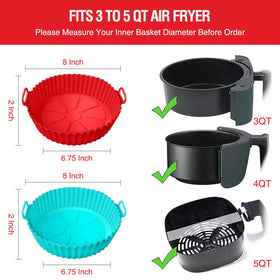 AKSDTH 2-pack liners shown inside a 3-5 qt air fryer