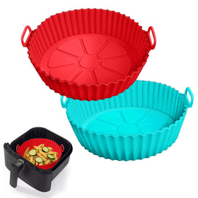 AKSDTH silicone liners top view, red and blue, for easy cleanup