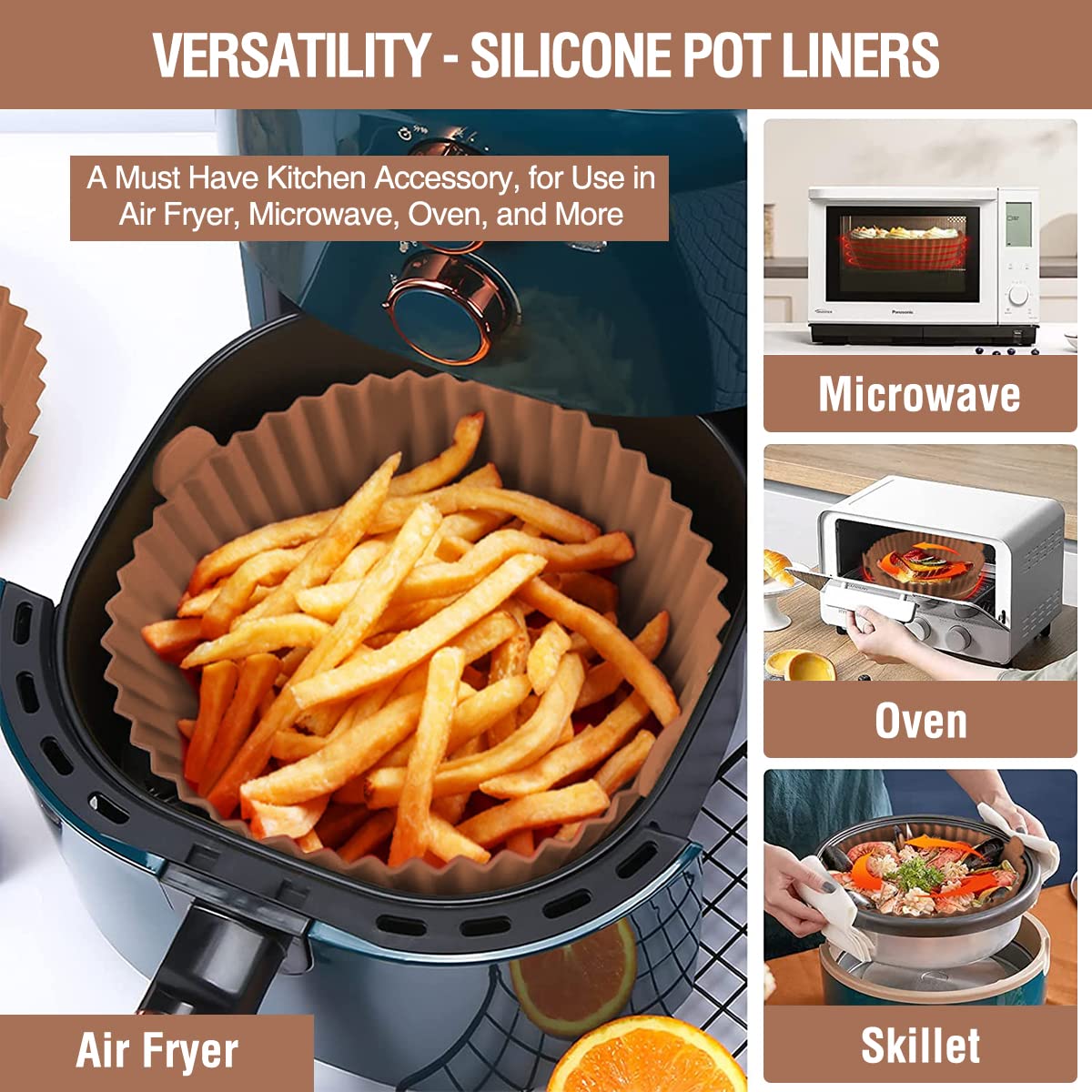AKSDTH dishwasher-safe air fryer liners simplify cleanup after cooking.