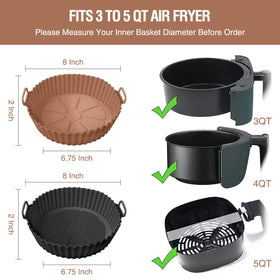 AKSDTH silicone liner fit 3-qt to 5-qt air fryer, prevents sticking.