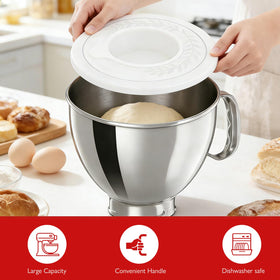 Akshin lid doubles as splash guard and airtight container for dough proofing and chilling.