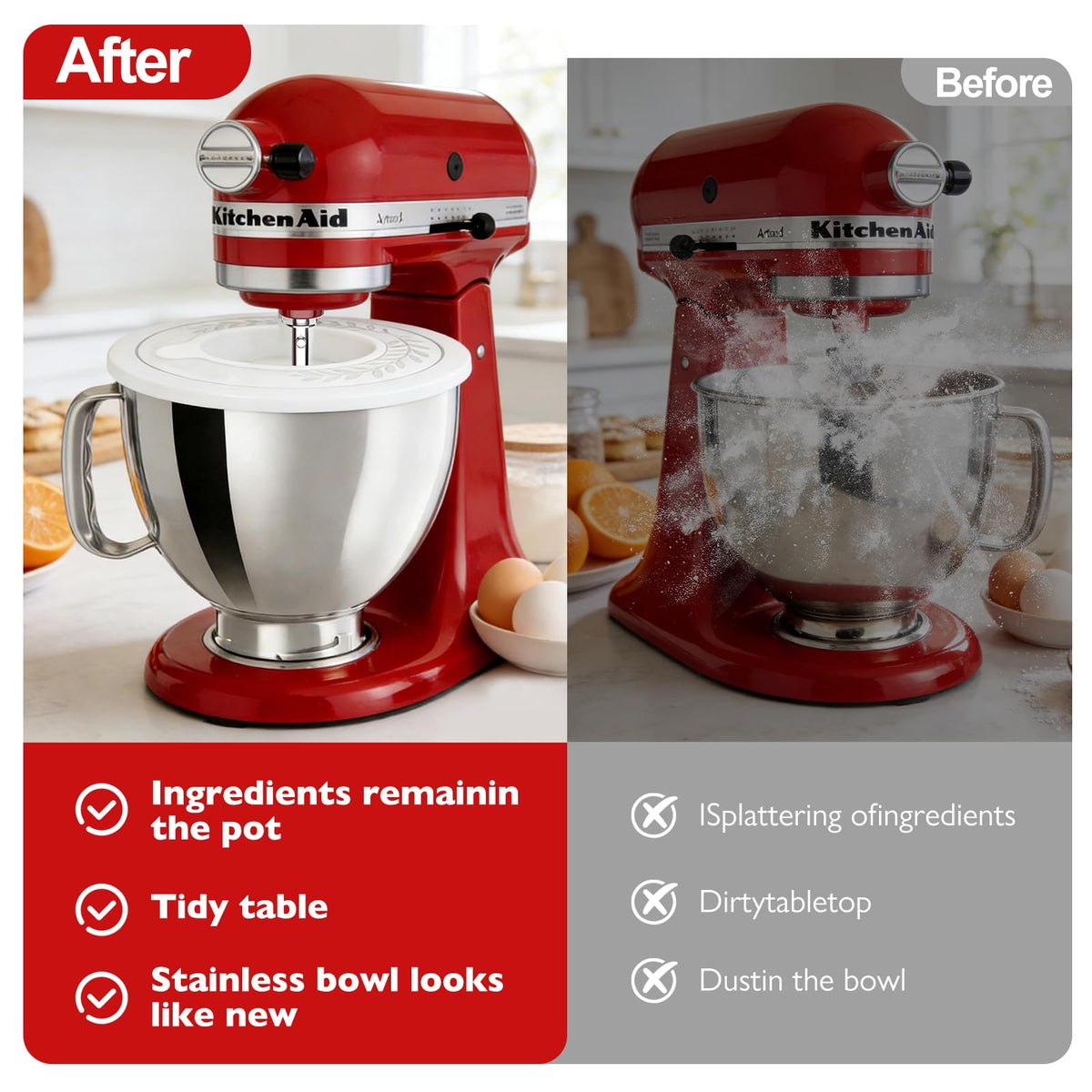 Akshin versatile replacement bowl for kneading, whipping, and batter preparation with KitchenAid.