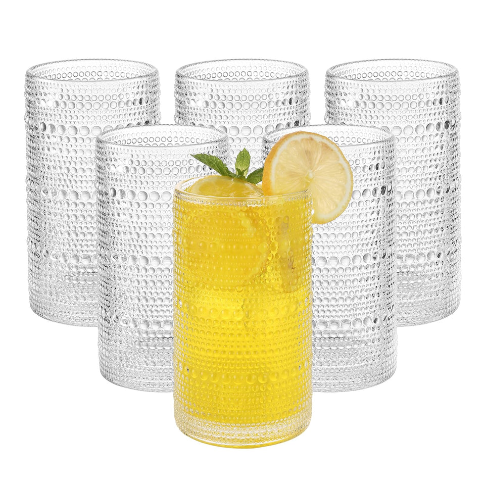 Akutaa vintage hobnail glasses set of 6 – versatile for water and cocktails.