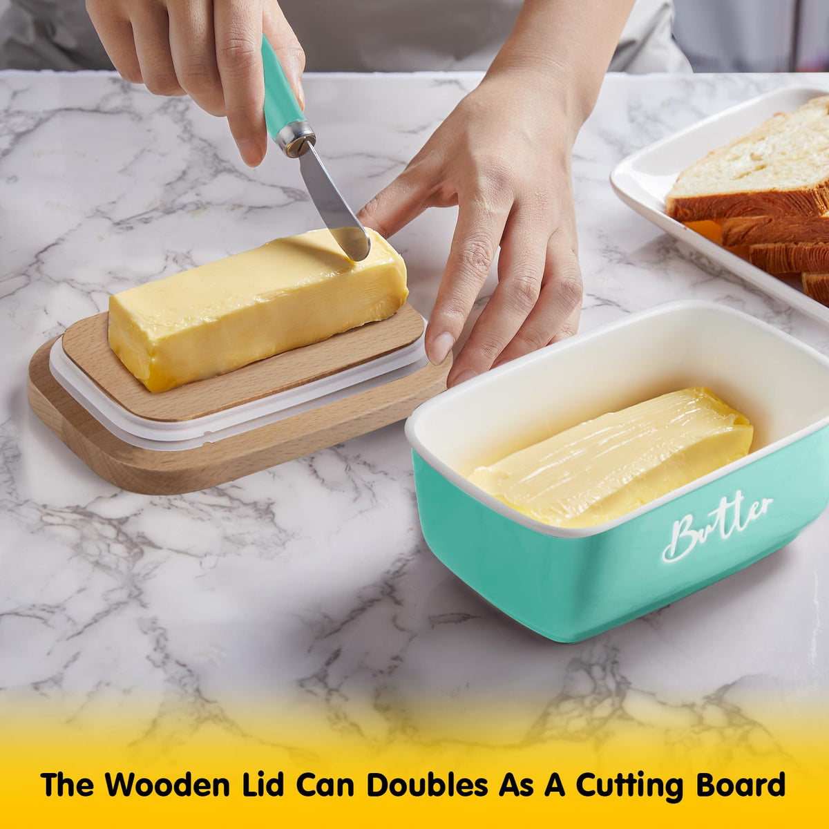 ALELION beech-lid butter keeper ideal for fridge storage and kitchen organization.
