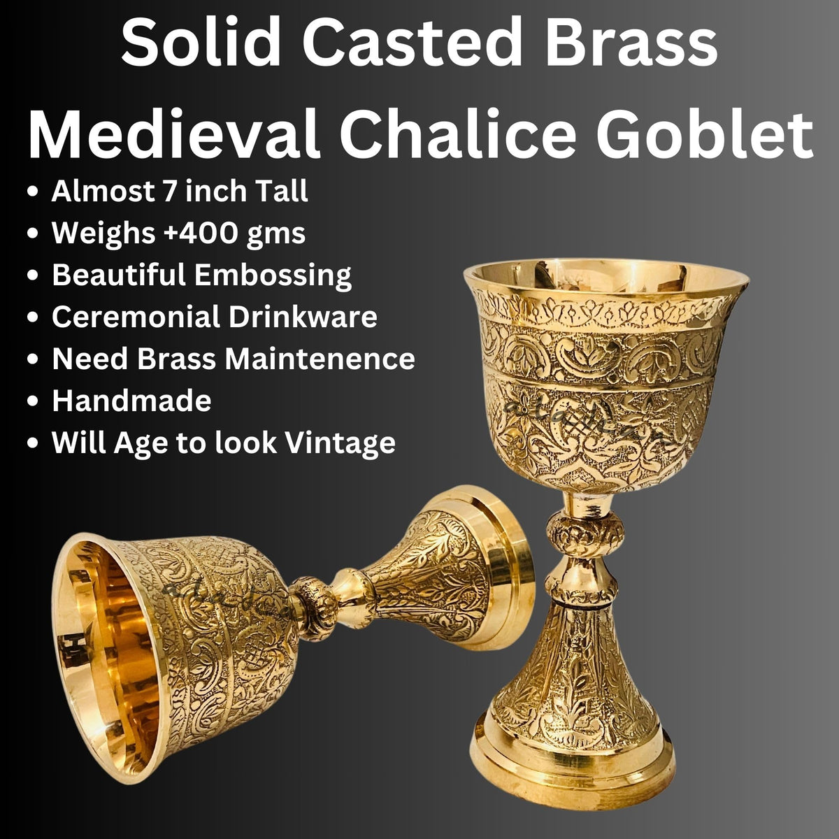 ALADEAN embossed king arthur chalice enhances ceremonial moments with regal presence