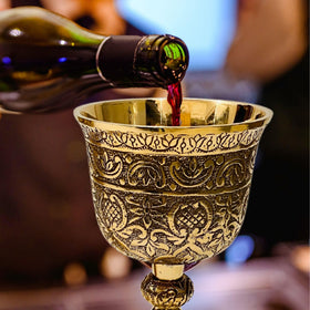 ALADEAN medieval brass goblet ideal for weddings anniversaries and festive toasts