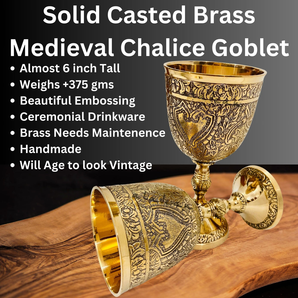 ALADEAN royal wine glass chalice, 7oz capacity with embossed detailing