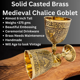 ALADEAN royal wine glass chalice, 7oz capacity with embossed detailing