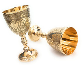 ALADEAN vintage chalice in solid brass, 6-inch goblet for ceremonial toasts