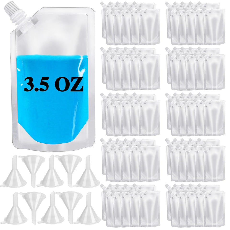 Alaeseje 100-pcs plastic flasks with 3-5 oz capacity, portable for travel