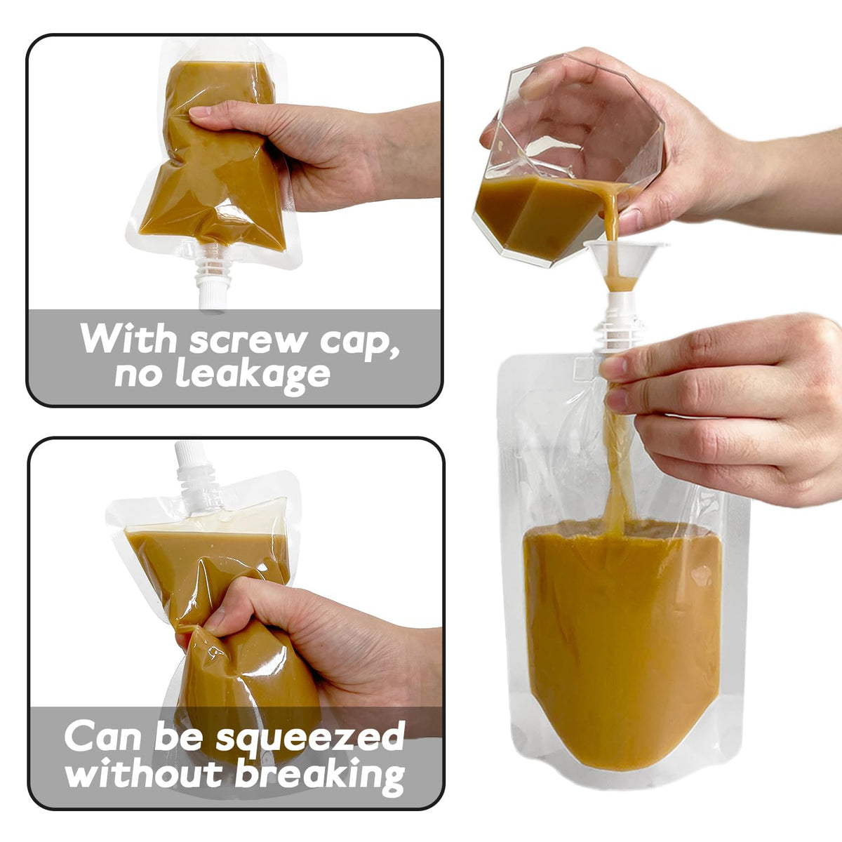 Alaeseje leak-proof screw cap and funnel for easy filling.