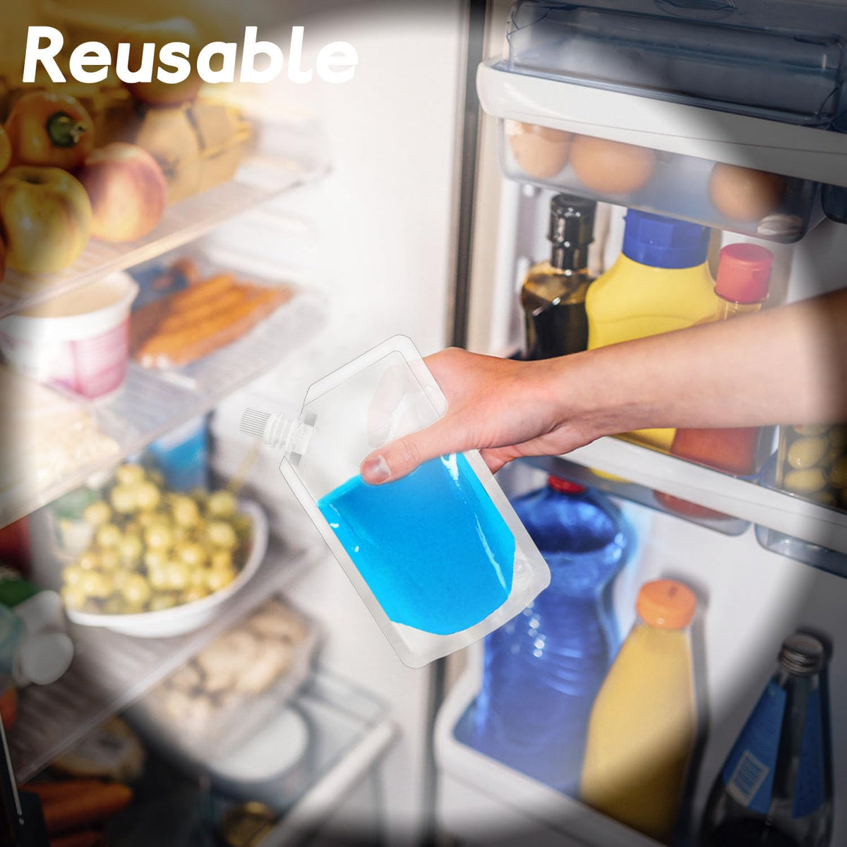 Alaeseje versatile pouches hold water, milk, juice on outdoor trips.