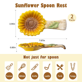 Alarrar sunflower spoon rest, dishwasher-safe, durable ceramic for everyday use.