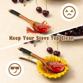 Alarrar sunflower spoon rest two-pack, ideal for stove and counter organization.