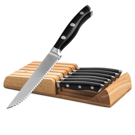 Alata 6-piece steak knives set in block for organized, premium dining prep