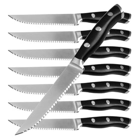 Alata 8-piece steak knife set with easy grip for precise cuts.