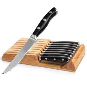 Alata 8-piece steak knives set in block for organized storage and quick access.