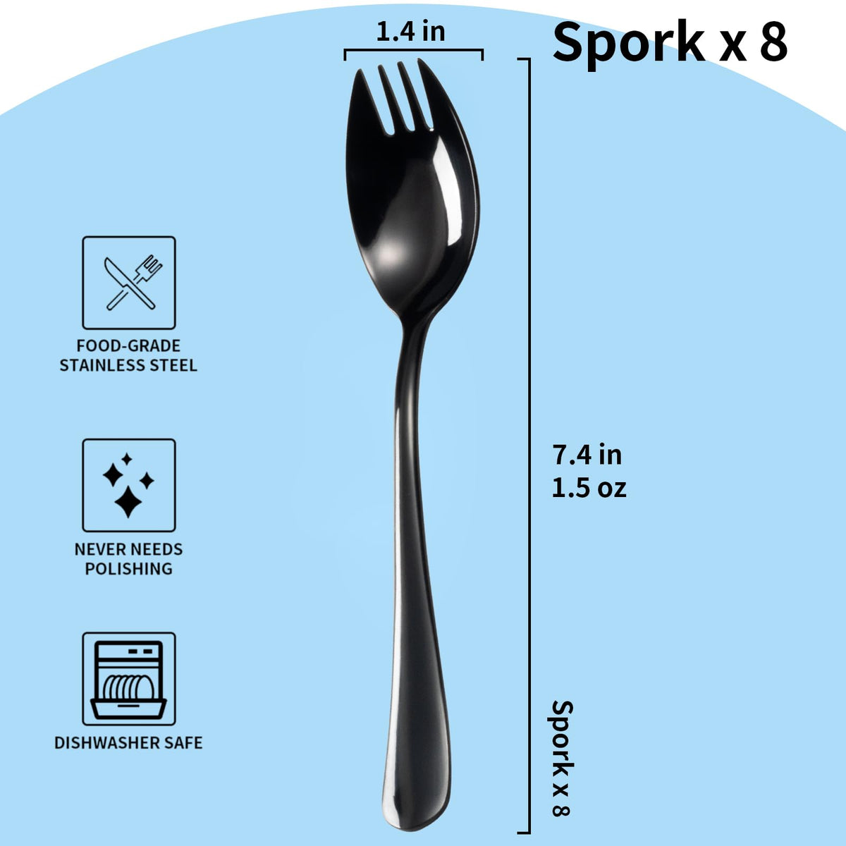 Alata Black Mirror Sporks featuring sturdy stainless steel for daily use