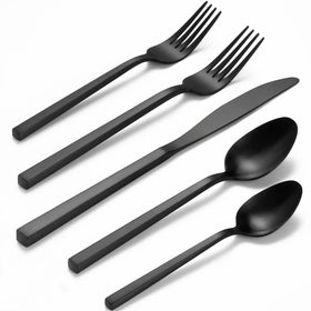 Alata Cube 45-piece flatware set with dinner knives for everyday dining.