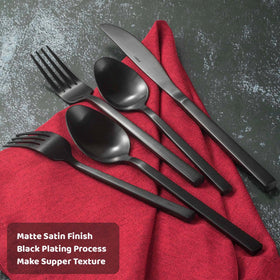 Alata Cube 45-piece flatware set with salad forks for portioned servings.