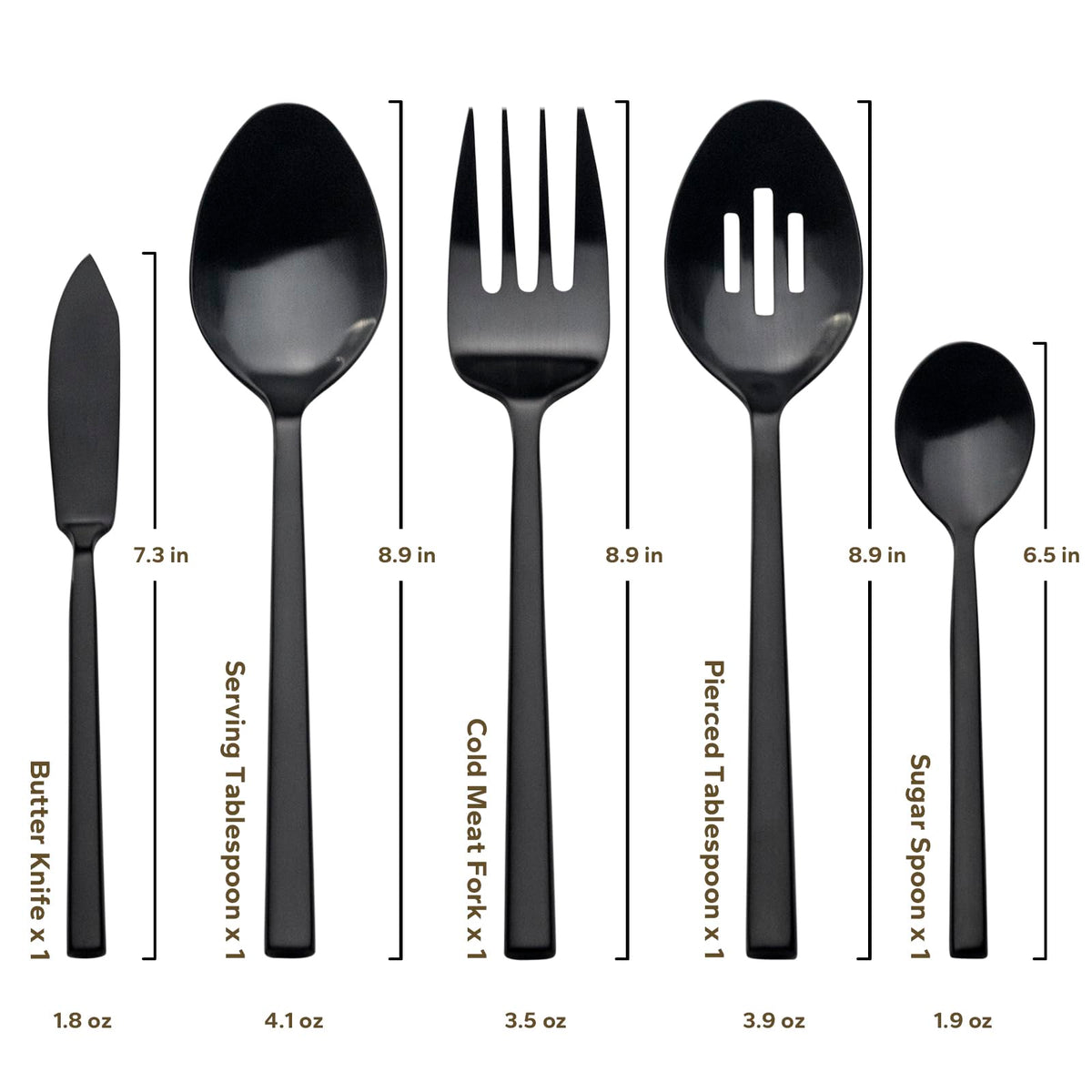 Alata Cube 45-piece flatware set with serving utensils for entertaining.
