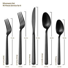 Alata Cube 45-piece flatware set with teaspoons for dessert and coffee rituals.