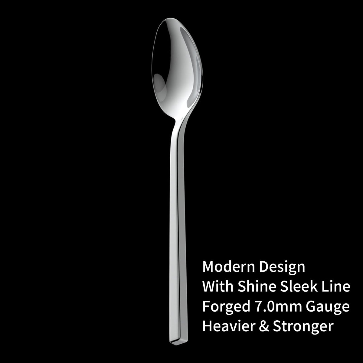Alata Cube dinner fork showcasing sleek mirror finish.