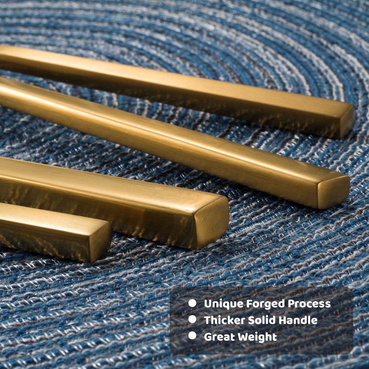 Alata Cube Gold dinner fork with mirror finish and durable forged construction.