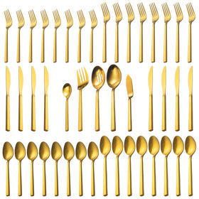 Alata Cube Gold dinner knife with square handle for everyday dining elegance.
