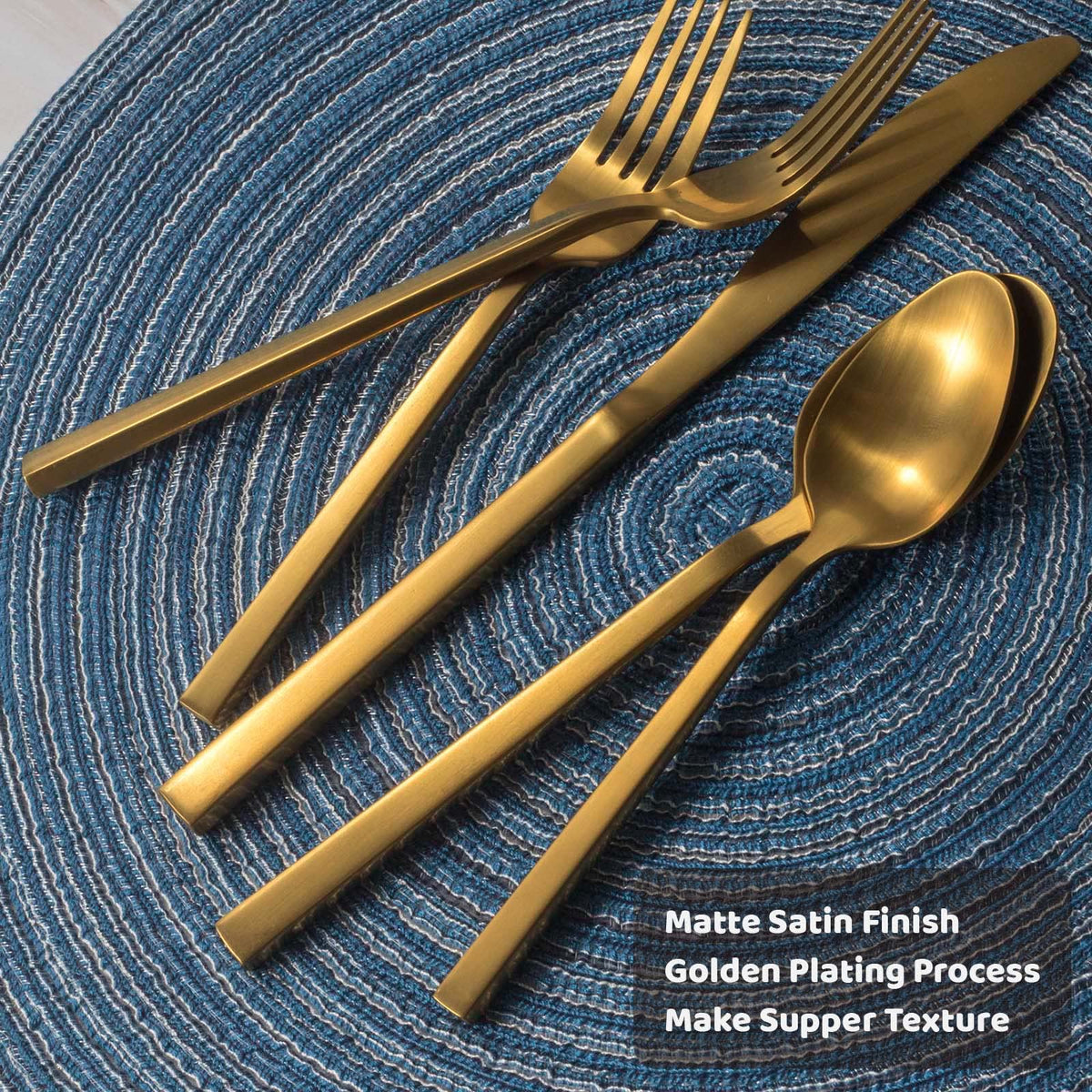 Alata Cube Gold dinner spoon designed for robust daily use.