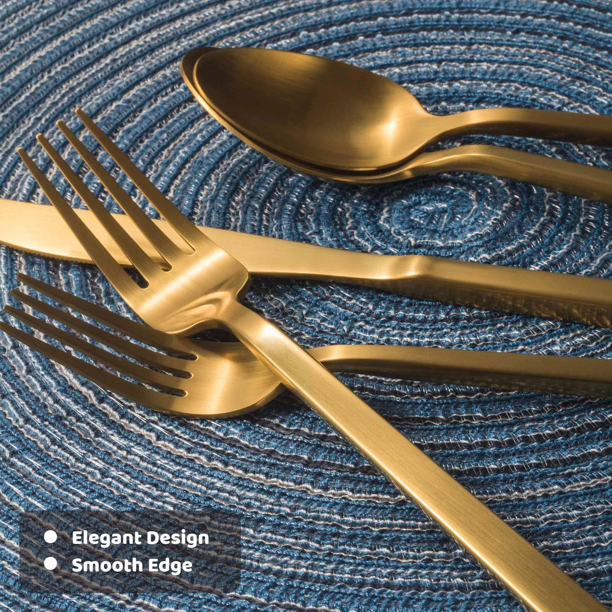 Alata Cube Gold service for 8 set for elegant table settings.
