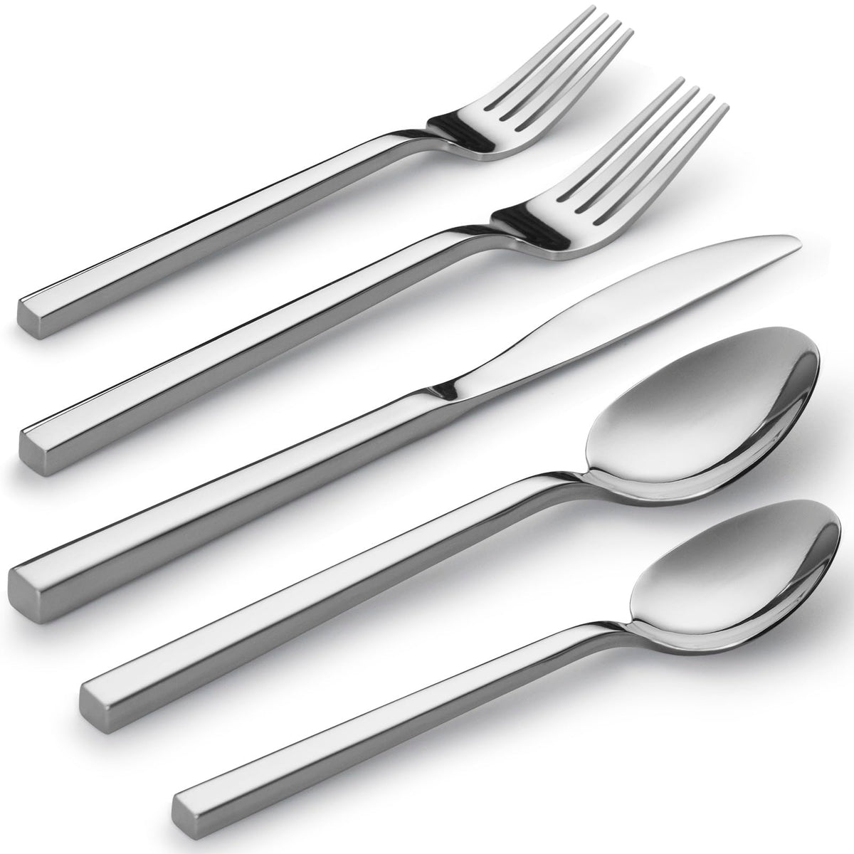 Alata Cube knife with square handle and mirror finish for daily dining and durability.