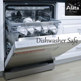 Alata Cube mirror finish, dishwasher-safe flatware for easy care.