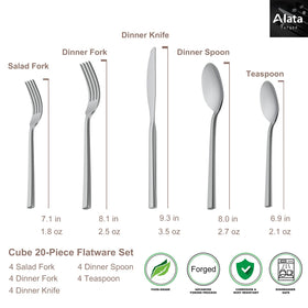Alata Cube salad fork with elegant square design for fresh greens.
