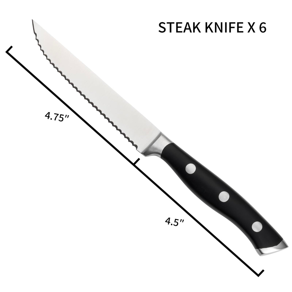 Alata ergonomic triple-riveted handle for comfortable grip