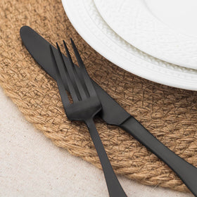 Alata Kate Black Satin dinner fork for eight, sturdy 18/0 stainless steel.