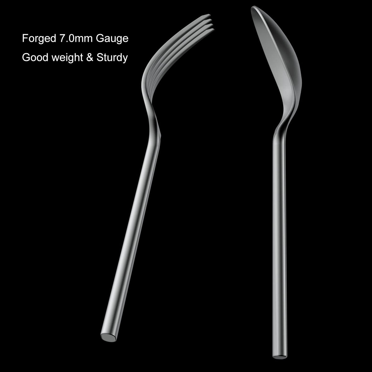 Alata Potter close-up shows forged stainless steel and smooth round handles